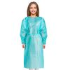 Disposable Isolation Gowns; 45" Long. Pack of 25 Blue Large Work Frocks for Men and Women. Polyethylene 1 mil PPE Robes with Elastic Thumb Loops. Unis