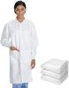 Disposable Lab Coats for Adults Large; White Medical Disposable Clothing 100 Pack; Splash-Proof SMS 40 GSM Lab Coats Disposable with Long Sleeves; Kni