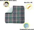 Pack of 12 Reusable Underpads 36 x 48. Washable and Reusable Incontinence Bed Underpads. Bold Colors and Plaid Pattern. Polyester; Rayon. Heavy Absorb