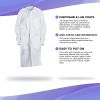 Disposable Lab Coats for Adults Large; White Medical Disposable Clothing 100 Pack; Splash-Proof SMS 40 GSM Lab Coats Disposable with Long Sleeves; Kni