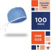 Blue Disposable Surgical Cap. Pack of 100 Disposable Hair Covers PP 30 GSM; Nurses Head Coverings for Surgical Personnel. Scrub Cap for Clinics. Surgi