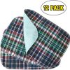 Pack of 12 Reusable Underpads 36 x 48. Washable and Reusable Incontinence Bed Underpads. Bold Colors and Plaid Pattern. Polyester; Rayon. Heavy Absorb