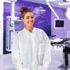 Disposable Lab Coats for Adults Large; White Medical Disposable Clothing 100 Pack; Splash-Proof SMS 40 GSM Lab Coats Disposable with Long Sleeves; Kni