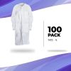 Disposable Lab Coats for Adults Large; White Medical Disposable Clothing 100 Pack; Splash-Proof SMS 40 GSM Lab Coats Disposable with Long Sleeves; Kni