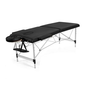 Portable Massage Table Adjustable Facial Salon Spa Bed (Color: black, Type: Beauty & Health Supplies)